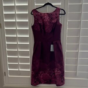 Chi Chi London Sleeveless Floral Sheath Dress in Deep Plum